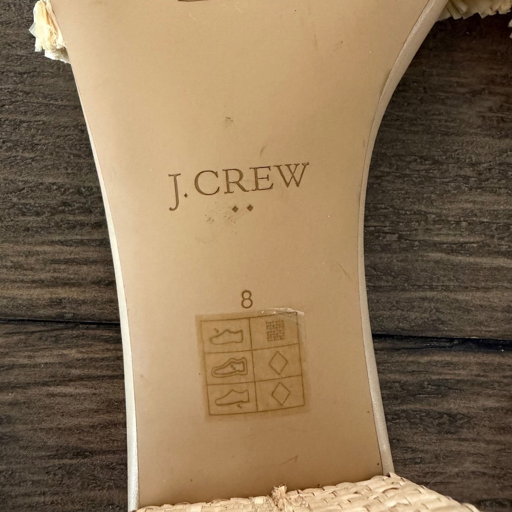 J.Crew Multi Color Raffia‎ Fringe Block Heel Mule Sandals BW886 Womens 8 Spring - Picture 9 of 9